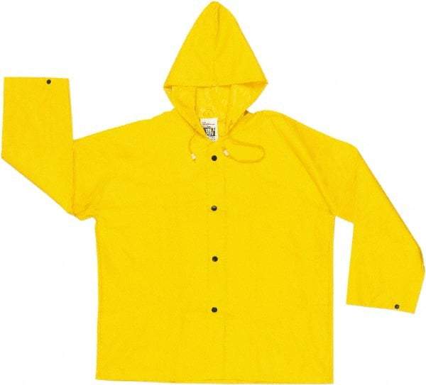 MCR Safety - Size XL, Yellow, Rain Jacket - 2 Pockets, Attached Hood - Industrial Tool & Supply