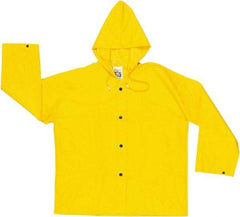 MCR Safety - Size XL, Yellow, Rain Jacket - 2 Pockets, Attached Hood - Industrial Tool & Supply