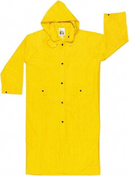 MCR Safety - Size L, Yellow, Rain Jacket - 2 Pockets, Detachable Hood - Industrial Tool & Supply