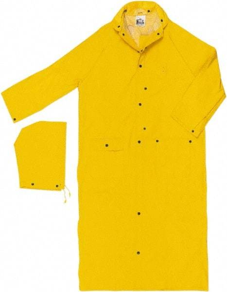 MCR Safety - Size M, Yellow, Rain Jacket - 2 Pockets, Detachable Hood - Industrial Tool & Supply