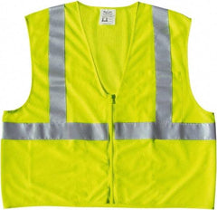 MCR Safety - Size 3XL High Visibility Lime Mesh General Purpose Vest - 27.4" Chest, ANSI 107-2015, Zipper Closure, 2 Pockets, Polyester - Industrial Tool & Supply