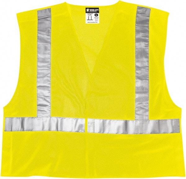 MCR Safety - Size 3XL High Visibility Lime Mesh Breakaway Vest - 27.4" Chest, ANSI 107-2015, Hook & Loop Closure, Polyester - Industrial Tool & Supply
