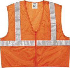 MCR Safety - Size L High Visibility Orange Mesh General Purpose Vest - 24.4" Chest, ANSI 107-2015, Zipper Closure, Polyester - Industrial Tool & Supply