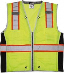 MCR Safety - Size L High Visibility Lime Mesh Surveyor's Vest - 24.4" Chest, ANSI 107-2015, Zipper Closure, Polyester - Industrial Tool & Supply