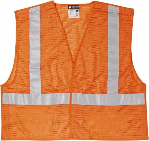 MCR Safety - Size XL High Visibility Orange Mesh Breakaway Vest - 25.4" Chest, ANSI 107-2015, Hook & Loop Closure, 3 Pockets, Polyester - Industrial Tool & Supply