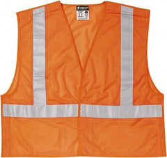 MCR Safety - Size XL High Visibility Orange Mesh Breakaway Vest - 25.4" Chest, ANSI 107-2015, Hook & Loop Closure, 3 Pockets, Polyester - Industrial Tool & Supply