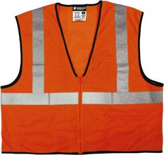 MCR Safety - Size 4XL High Visibility Orange Mesh General Purpose Vest - 28.4" Chest, ANSI 107-2015, Zipper Closure, 3 Pockets, Polyester - Industrial Tool & Supply
