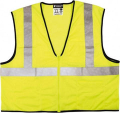 MCR Safety - Size 4XL High Visibility Lime Mesh General Purpose Vest - 28.4" Chest, ANSI 107-2015, Zipper Closure, 3 Pockets, Polyester - Industrial Tool & Supply