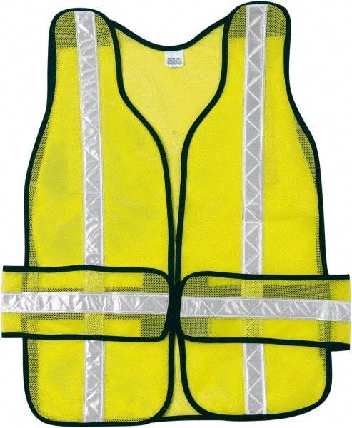 MCR Safety - One Size Fits Most High Visibility Lime Mesh Breakaway Vest - 38" Chest, Hook & Loop Closure, Polyester - Industrial Tool & Supply
