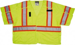 MCR Safety - Size 4XL High Visibility Lime Mesh Surveyor's Vest - 28" Chest, ANSI 107-2015, Hook & Loop Closure, 5 Pockets, Polyester - Industrial Tool & Supply