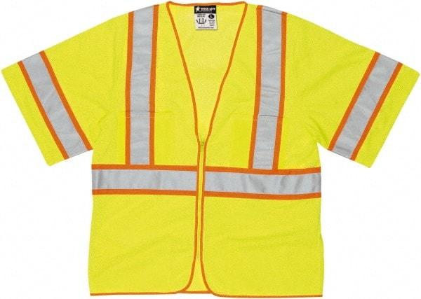 MCR Safety - Size 4XL High Visibility Lime General Purpose Vest - 28.4" Chest, ANSI 107-2015, Zipper Closure, 2 Pockets, Polyester - Industrial Tool & Supply
