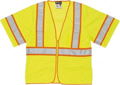 MCR Safety - Size 4XL High Visibility Lime General Purpose Vest - 28.4" Chest, ANSI 107-2015, Zipper Closure, 2 Pockets, Polyester - Industrial Tool & Supply