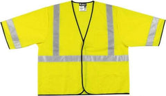 MCR Safety - Size 3XL High Visibility Lime Solid General Purpose Vest - 27.4" Chest, ANSI 107-2015, Hook & Loop Closure, 3 Pockets, Polyester - Industrial Tool & Supply