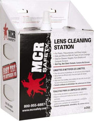 MCR Safety - 9 Inch Wide x 5-1/2 Inch High x 12 Inch Deep, Cardboard Lens Cleaning Station - 1 Pump, 16 Ounce Capacity Pump, 1,200 Towelettes, Disposable Station - Industrial Tool & Supply