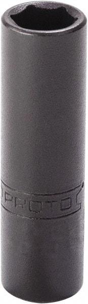Proto - 9/16", 1/4" Drive, Deep Hand Socket - 6 Points, 2" OAL, Alloy Steel, Black Finish - Industrial Tool & Supply