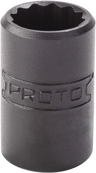 Proto - 9/16", 1/4" Drive, Standard Hand Socket - 12 Points, 7/8" OAL, Alloy Steel, Black Finish - Industrial Tool & Supply