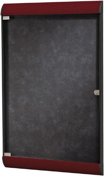 Ghent - 42.13" Wide x 27-3/4" High Enclosed Cork Bulletin Board - Vinyl, Stone (Color) - Industrial Tool & Supply