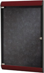 Ghent - 42.13" Wide x 27-3/4" High Enclosed Cork Bulletin Board - Vinyl, Stone (Color) - Industrial Tool & Supply