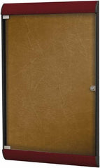Ghent - 42.13" Wide x 27-3/4" High Enclosed Cork Bulletin Board - Vinyl, Navy Blue - Industrial Tool & Supply