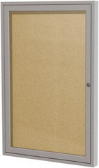 Ghent - 36" Wide x 30" High Enclosed Cork Bulletin Board - Vinyl, Caramel - Industrial Tool & Supply