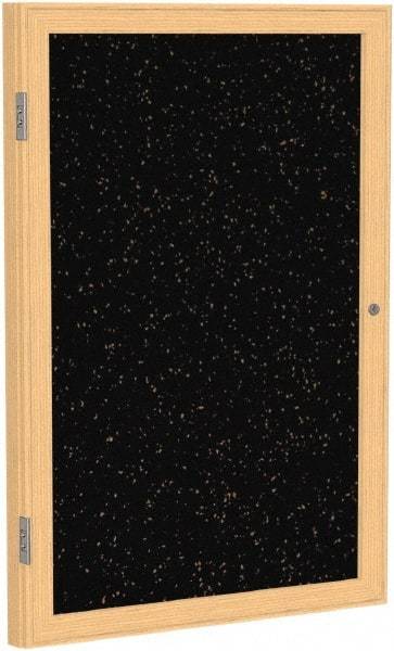 Ghent - 36" Wide x 30" High Enclosed Cork Bulletin Board - Rubber, Tan Speckled - Industrial Tool & Supply