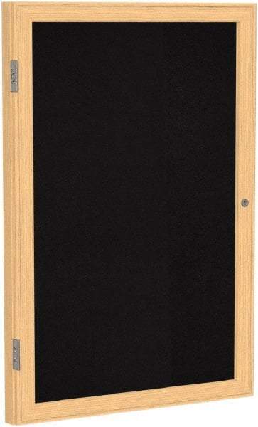 Ghent - 24" Wide x 36" High Enclosed Cork Bulletin Board - Rubber, Black - Industrial Tool & Supply