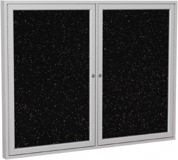 Ghent - 48" Wide x 36" High Enclosed Cork Bulletin Board - Rubber, Tan Speckled - Industrial Tool & Supply