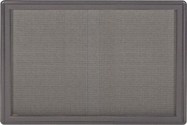 Ghent - 47" Wide x 34" High Enclosed Cork Bulletin Board - Fabric Covered, Black - Industrial Tool & Supply