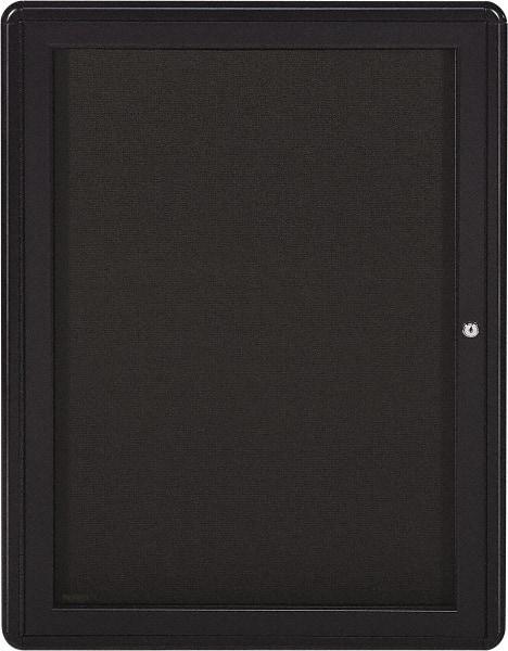 Ghent - 34" Wide x 24" High Enclosed Cork Bulletin Board - Fabric Covered, Gray - Industrial Tool & Supply