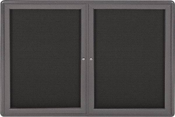 Ghent - 34" Wide x 24" High Enclosed Cork Bulletin Board - Fabric Covered, Gray - Industrial Tool & Supply