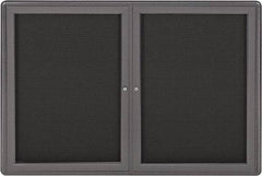 Ghent - 34" Wide x 24" High Enclosed Cork Bulletin Board - Fabric Covered, Gray - Industrial Tool & Supply