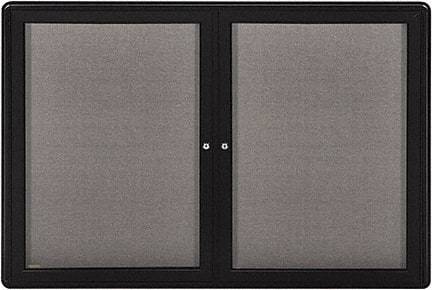 Ghent - 34" Wide x 24" High Enclosed Cork Bulletin Board - Fabric Covered, Black - Industrial Tool & Supply