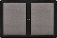 Ghent - 34" Wide x 24" High Enclosed Cork Bulletin Board - Fabric Covered, Black - Industrial Tool & Supply