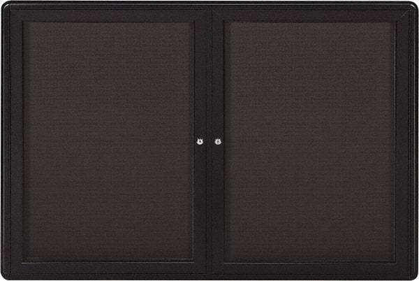 Ghent - 47" Wide x 34" High Enclosed Cork Bulletin Board - Fabric Covered, Gray - Industrial Tool & Supply