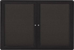 Ghent - 47" Wide x 34" High Enclosed Cork Bulletin Board - Fabric Covered, Gray - Industrial Tool & Supply