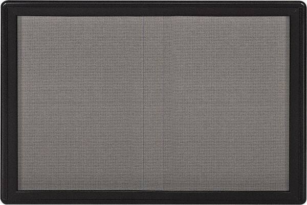 Ghent - 47" Wide x 34" High Enclosed Cork Bulletin Board - Fabric Covered, Black - Industrial Tool & Supply