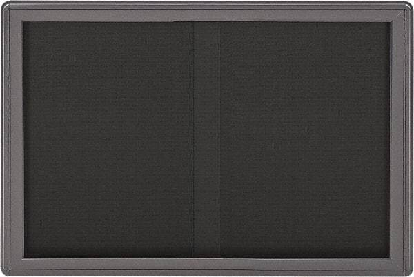Ghent - 47" Wide x 34" High Enclosed Cork Bulletin Board - Fabric Covered, Gray - Industrial Tool & Supply