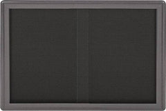 Ghent - 47" Wide x 34" High Enclosed Cork Bulletin Board - Fabric Covered, Gray - Industrial Tool & Supply
