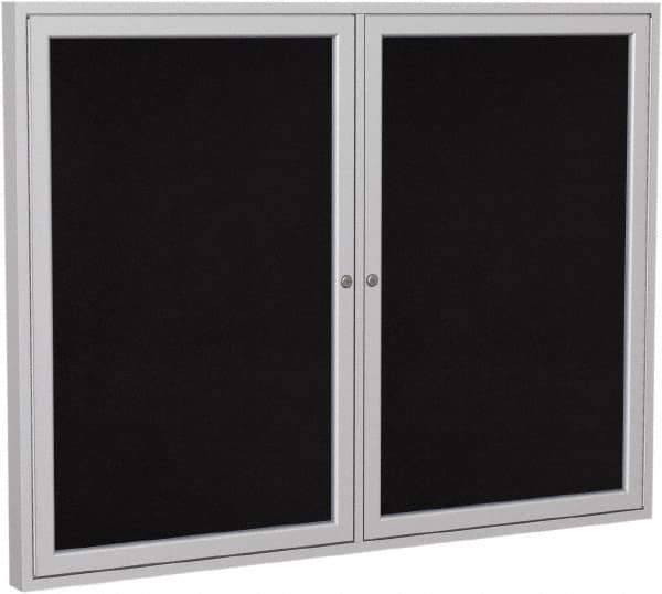 Ghent - 48" Wide x 36" High Enclosed Cork Bulletin Board - Rubber, Black - Industrial Tool & Supply