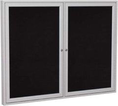 Ghent - 48" Wide x 36" High Enclosed Cork Bulletin Board - Rubber, Black - Industrial Tool & Supply