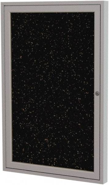 Ghent - 36" Wide x 24" High Enclosed Cork Bulletin Board - Rubber, Tan Speckled - Industrial Tool & Supply