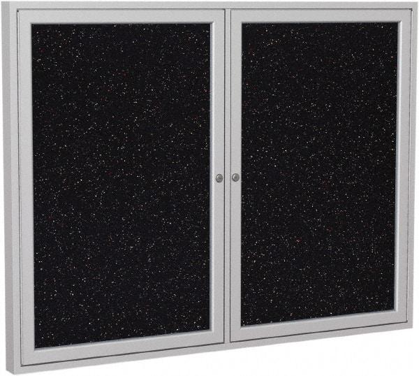 Ghent - 48" Wide x 36" High Enclosed Cork Bulletin Board - Rubber, Confetti (Color) - Industrial Tool & Supply