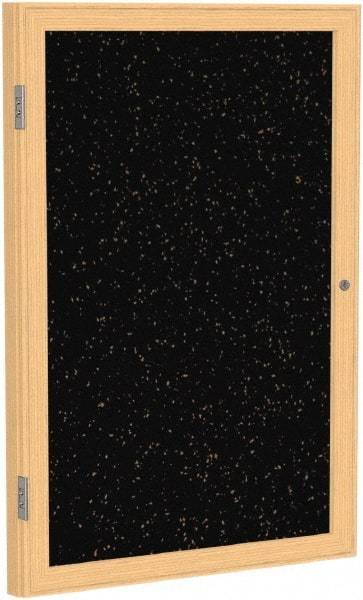 Ghent - 24" Wide x 18" High Enclosed Cork Bulletin Board - Rubber, Tan Speckled - Industrial Tool & Supply