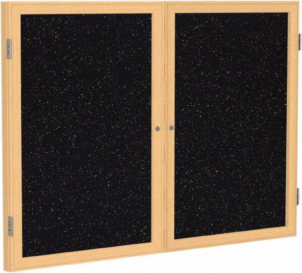 Ghent - 48" Wide x 36" High Enclosed Cork Bulletin Board - Rubber, Confetti (Color) - Industrial Tool & Supply