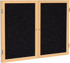 Ghent - 48" Wide x 36" High Enclosed Cork Bulletin Board - Rubber, Confetti (Color) - Industrial Tool & Supply