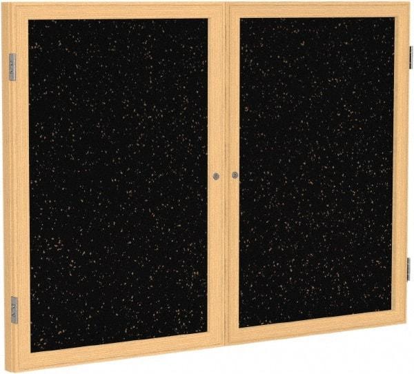 Ghent - 48" Wide x 36" High Enclosed Cork Bulletin Board - Rubber, Tan Speckled - Industrial Tool & Supply