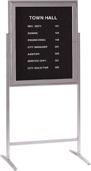 Ghent - 1 Door, 30 Inch Wide x 36 Inch High, Acrylic Enclosed Letter Board - Silver Satin - Industrial Tool & Supply