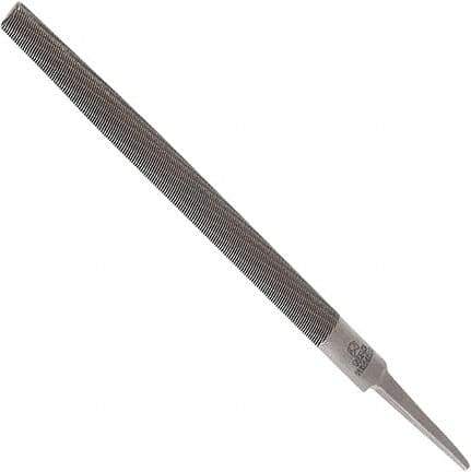 Anglo American - 14" Long, Second Cut, Half Round American-Pattern File - Double Cut, 0.37" Overall Thickness, Tang - Industrial Tool & Supply