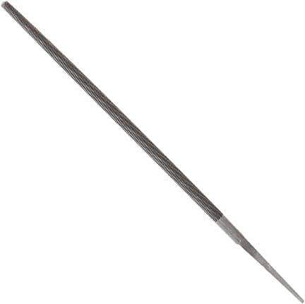 Anglo American - 12" Long, Smooth Cut, Round American-Pattern File - Double Cut, 0.45" Overall Thickness, Tang - Industrial Tool & Supply