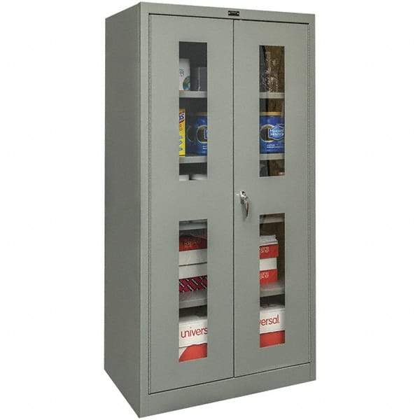 Hallowell - 4 Shelf Locking Storage Cabinet - Steel, 48" Wide x 18" Deep x 72" High, Gray - Industrial Tool & Supply